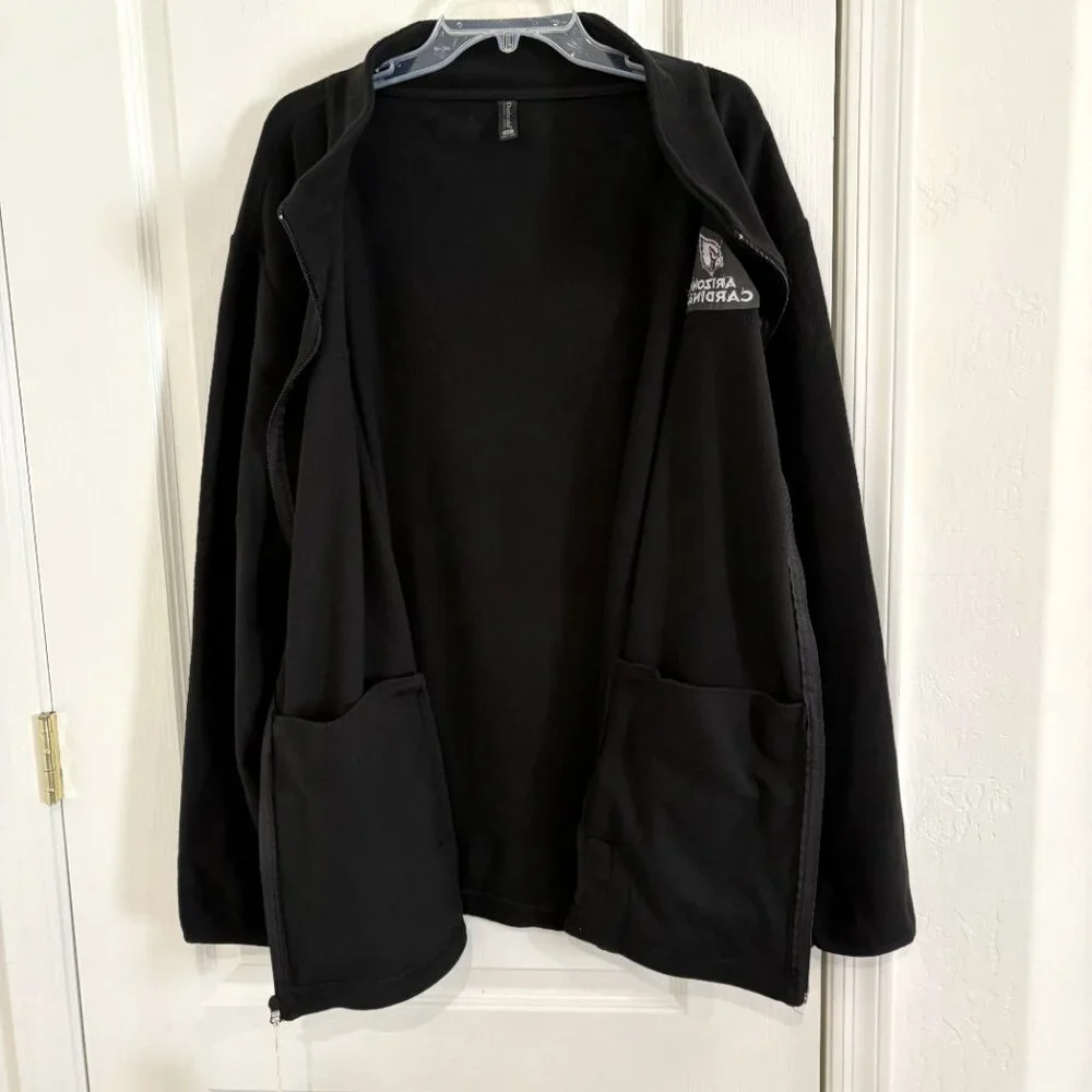 Arizona Cardinals Full Zip Fleece Jacket NFL Football Black Men’s Size XL NEW